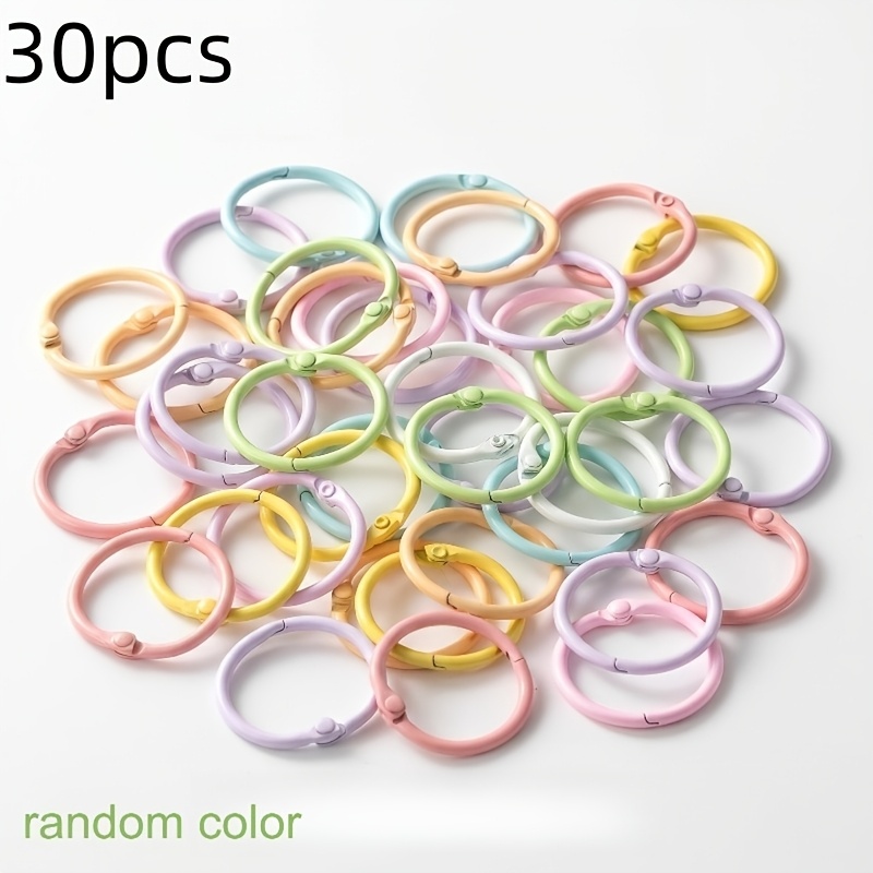 TEMU 30pcs Random Pastel Macaron Style Loose Leaf Binder Rings, Reusable Metal Open Close Ring Binders For Index Cards Flashcards Journals Scrapbooks