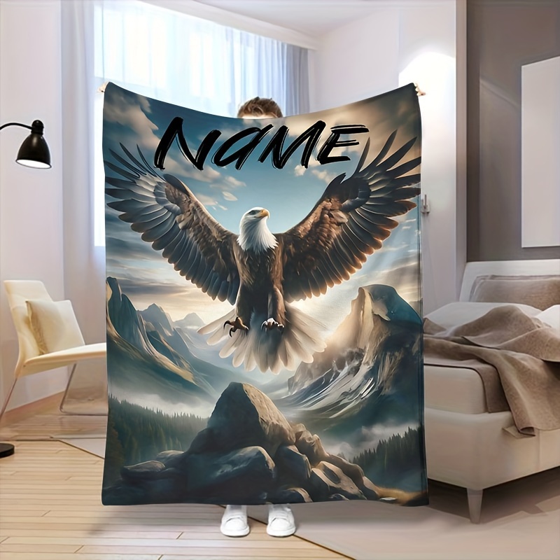 

Custom Name Eagle Blanket - Personalized, Flannel Throw For All - Perfect Gift For - Ideal For Bedroom, Living Room Sofa Decor