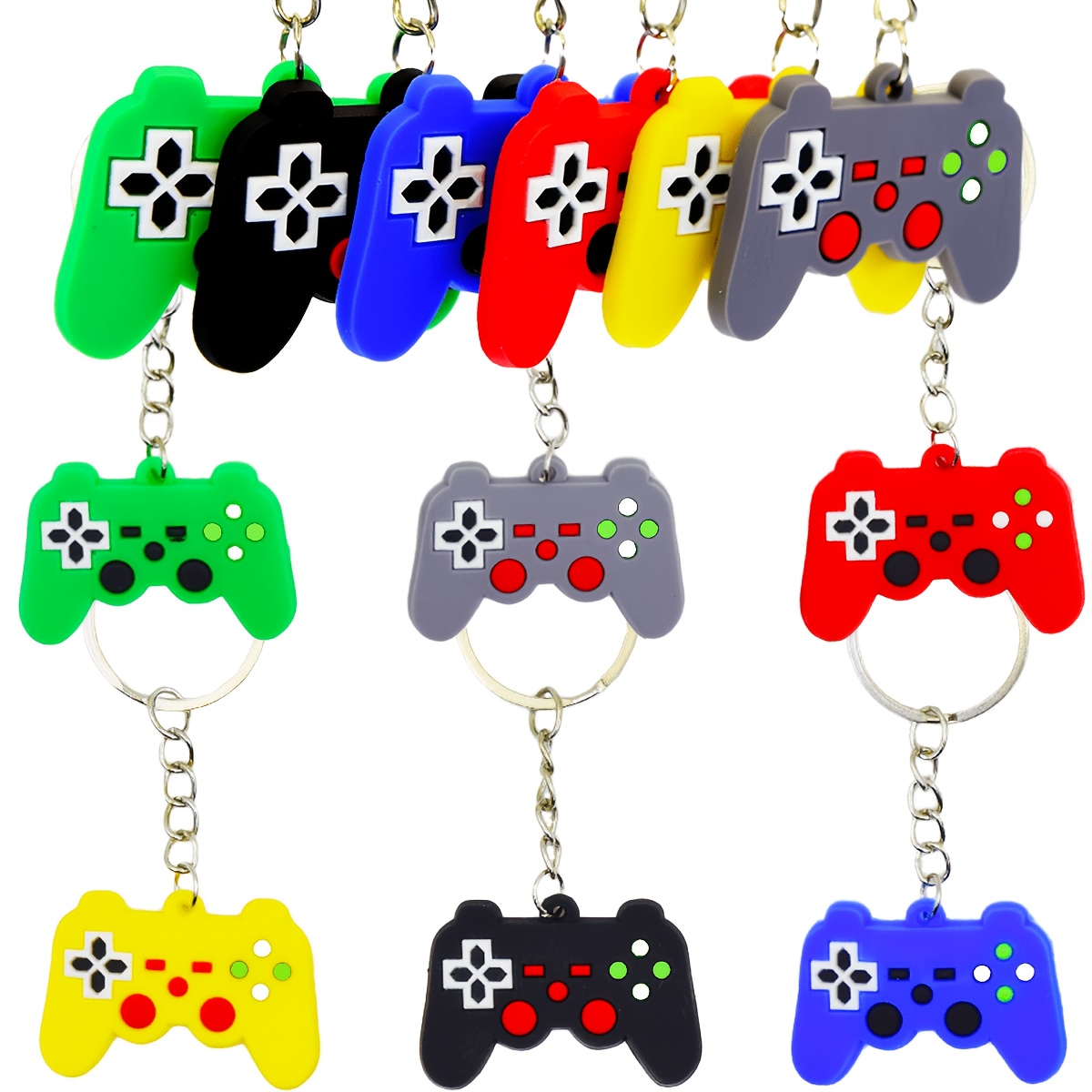Image of 12pcs Of 2d Video Game Controller Keychains, Themed Party Favors For Video Game Events, Backpack Charms, Birthday Party Gifts, And Gift Bag Fillers In Random Colors., Halloween, Christmas