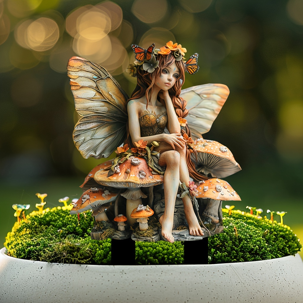 

Bohemian Mushroom Fairy Garden Stake - Weather-resistant Acrylic Welcome Sign, Perfect For Potted & Outdoor Decor, 11.8"x8.7 Mushroom Garden Decor