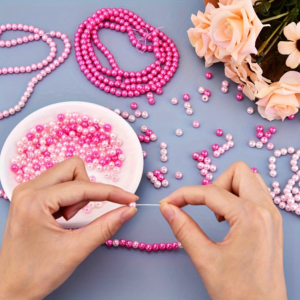 pink white beaded jewelry making kit diy necklaces bracelets Temu