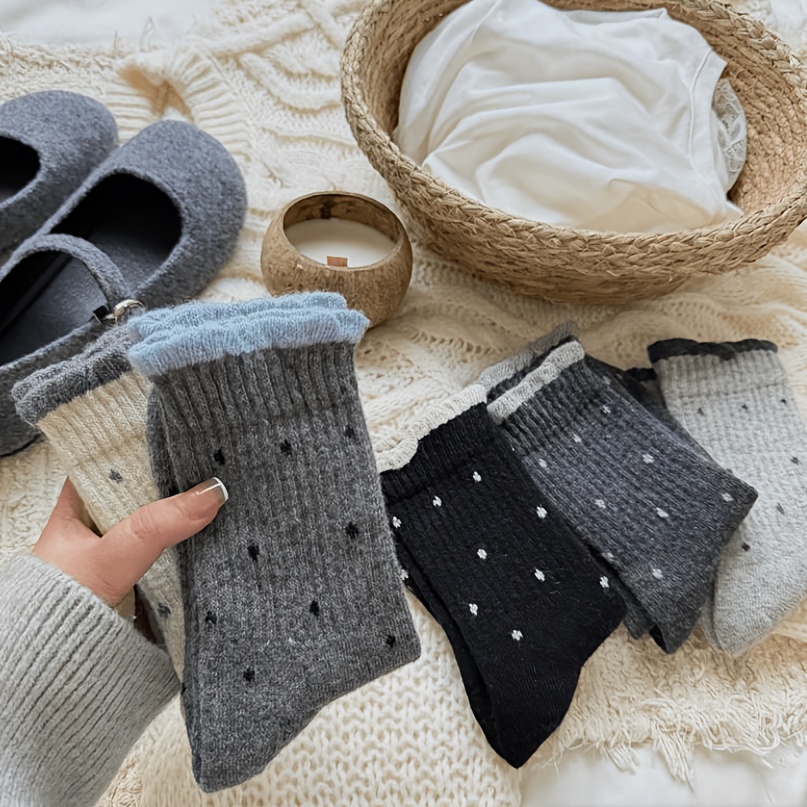TEMU Lot de 5 paires de chaussettes thermiques d'hiver pour femme - et longues, épaisses et chaudes, adaptées au travail en extérieur, aux tenues