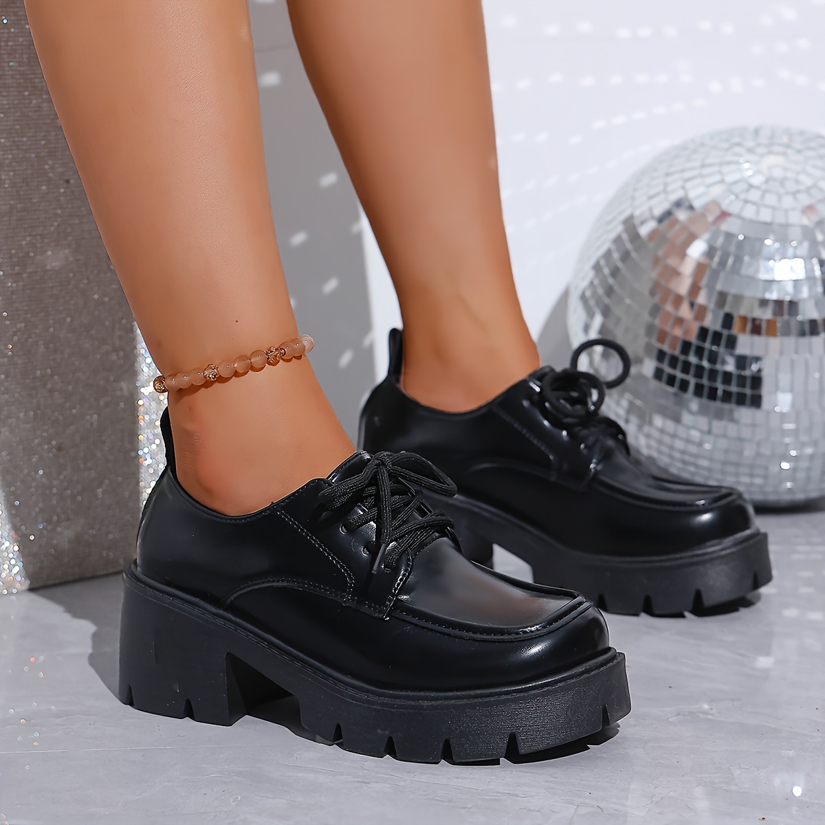 platform black dress shoes Spring Autumn Comfortable Chunky Platform Shoes main image 1