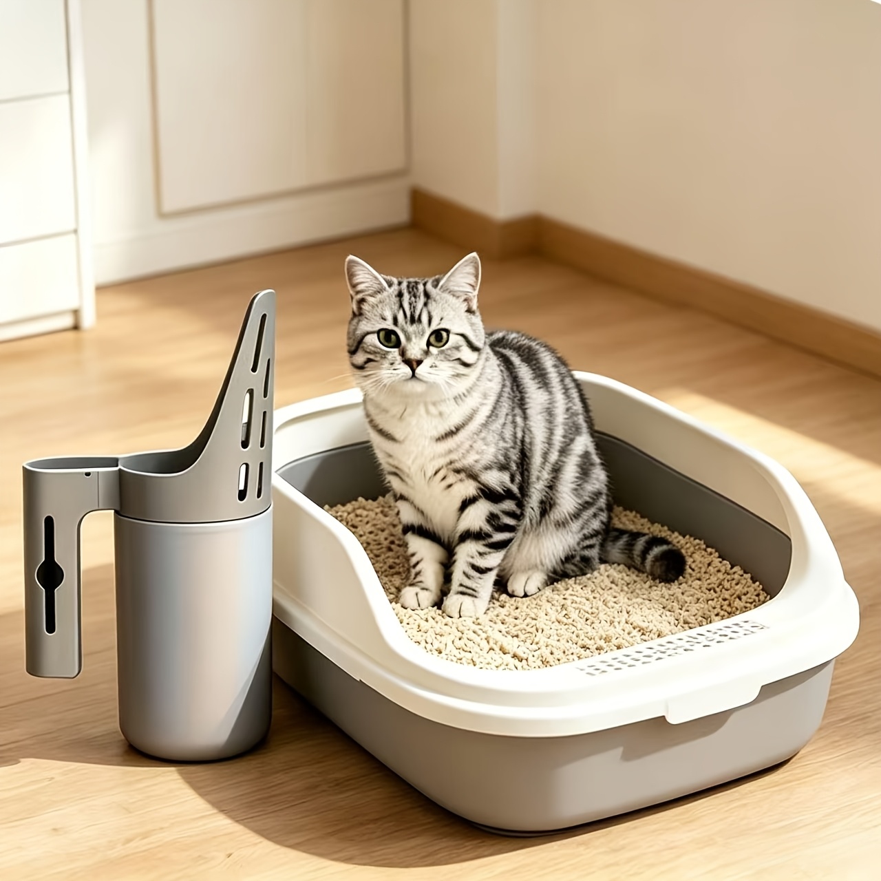 TEMU -one Multifunctional With Built-in Storage Bucket, Lazy Shoveling Tool, Hollow Sieve For Quick Litter , Home Cat Waste Cleaning Tool, Universal