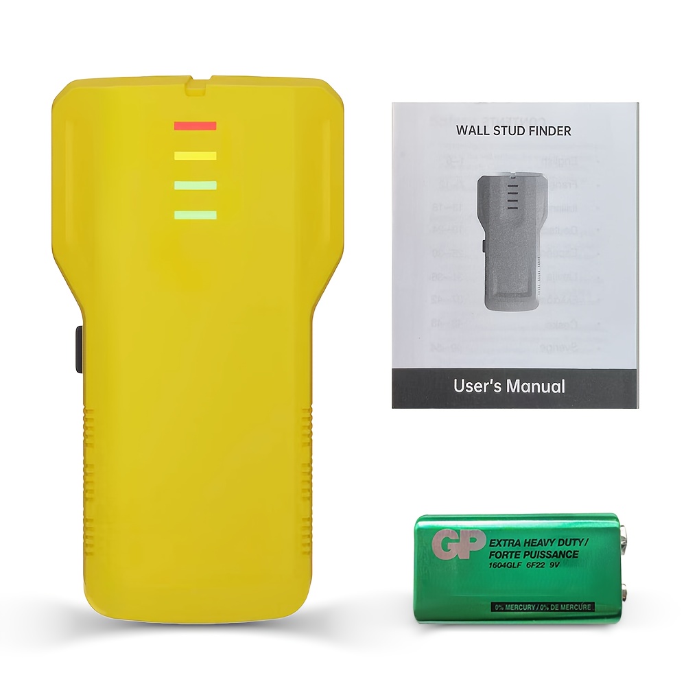 Metal Detector, Suitable For Gypsum Boards And Wood Boards. Battery Operated, Plug-, Professional Construction Tool | Modern Wall Scanner | Durable Plastic Housing