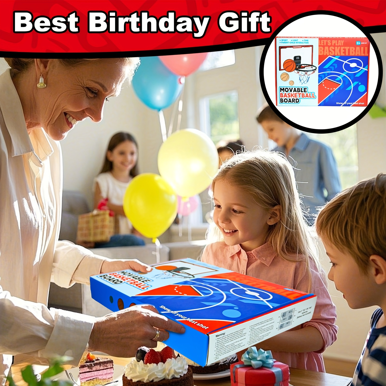 Indoor Mini Basketball Hoop for Kids, Basketball Hoops Over The Door with LED Lighting, Mini Hoop with Scoreboard & 3 Balls, Basketball Toys Gifts for 5 6 7 8 9 10 11 12 Year Old Boys Girls