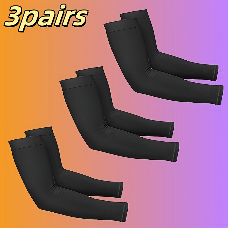 TEMU (3/6 Pairs) Classic Solid-color Cooling And Stylish Arm Sleeves Suitable For Men And Women - Ideal For Covering Casual Tattoos - Compression