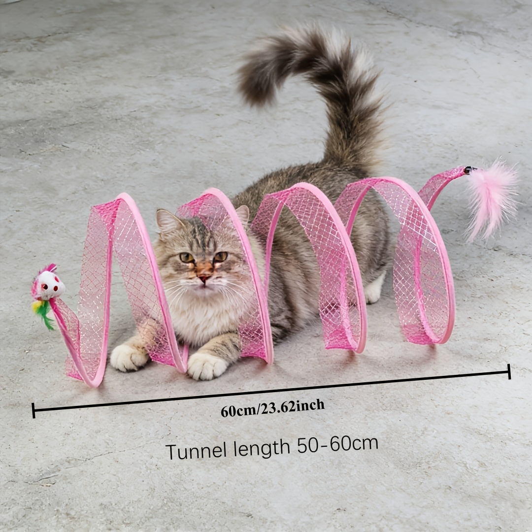 Interactive Cat Tunnel Channel with Simulated Feathers