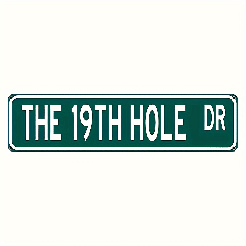 

Vintage No. 19 Cave Metal Sign - 16"x4" | Fun Golf-themed Bar Decor, Wall Hanging