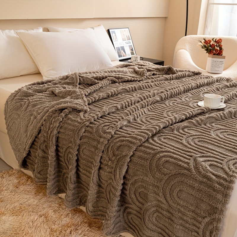 vintage jacquard knit striped plush bed blanket polyester roman column pattern machine washable with   cozy for living room bedroom office and camping sofa throw details 6