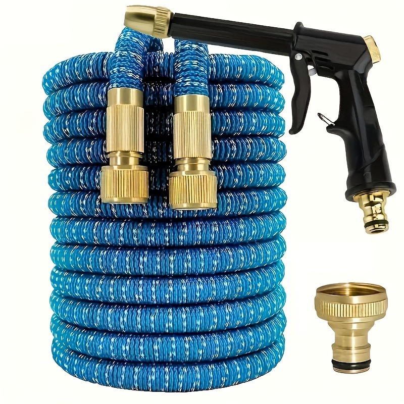 

1 Set, Expandable Garden Hose With Multifunctional Nozzle, Lightweight No Twist Flexible, Retractable 3/4" Solid Brass Accessories And Nano Latex Core, Leak Proof