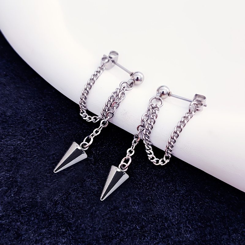 Stainless Steel Pointed Cone Pendants Earrings