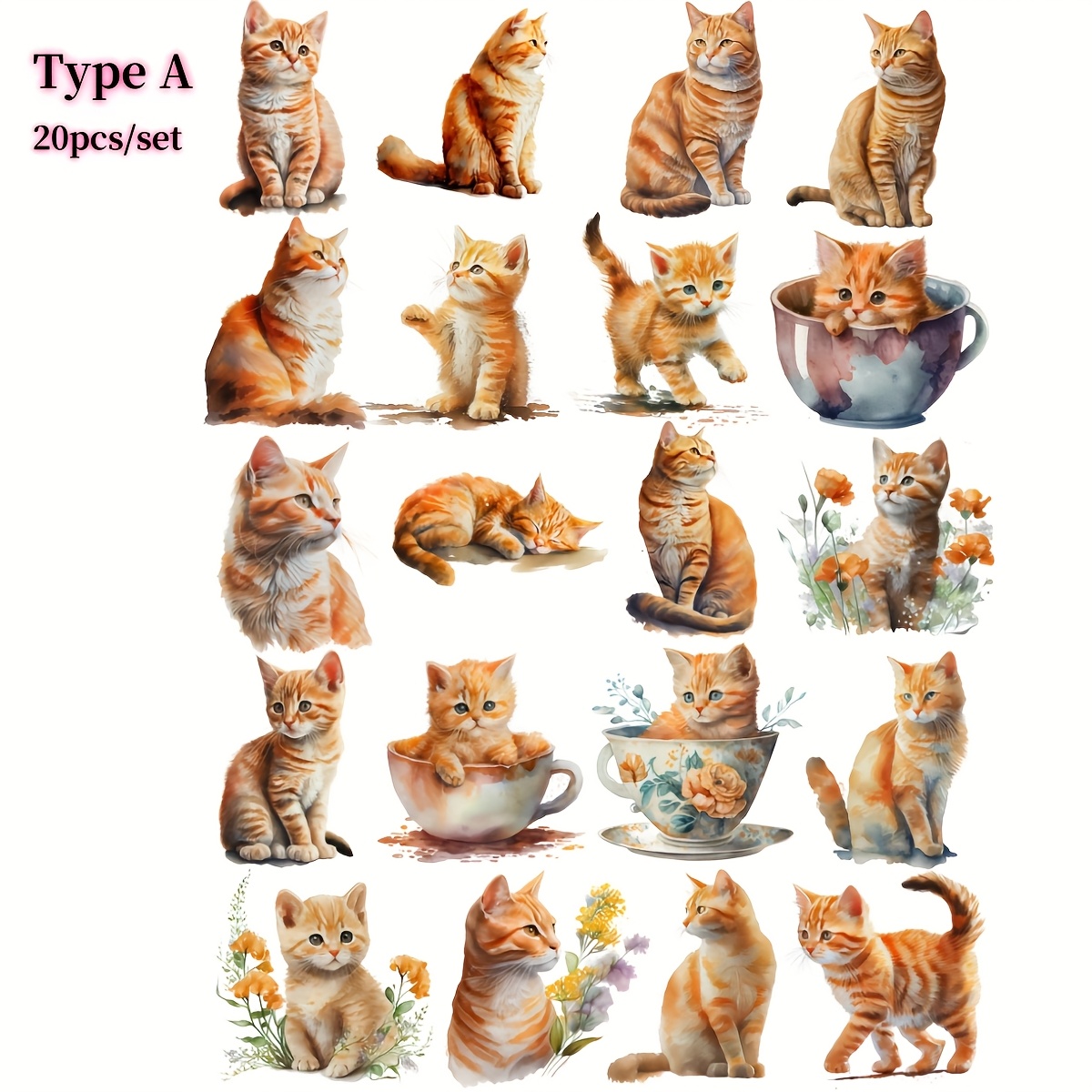 Image of 20pcs/set Handmade Creative Retro Cute Stickers Suitable For Garbage Diary Account Photo Album Stationery Craft Kit Magazine Decoration