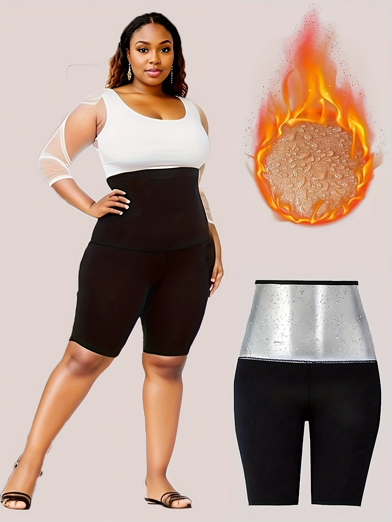 plus size women leggings sauna shorts high waisted Temu