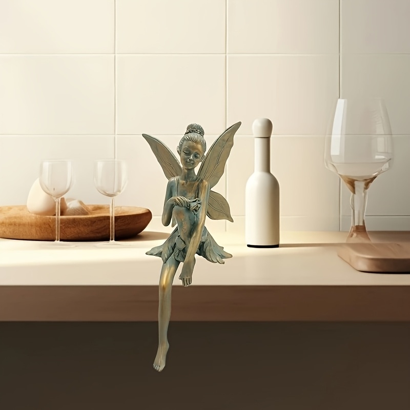 Image of A Bronze-colored Fairy Statue Made Of Resin, Suitable For Outdoor Gardens Or Indoor Living Room Decor, Part Of A Spring Fairy Tale Series