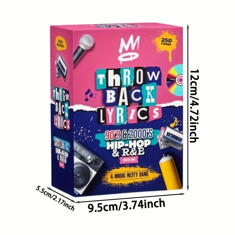 Throwback Lyrics - '90s and '00s Hip Hop & R&B Music Party Game | Rap R&B Games with 250 Novelty Cards - Perfect for Game Nights, Date Night, Adult and Family Fun