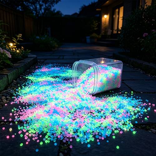 3200pcs Outdoor Luminous Pebbles, Glow in The Dark Small Rocks for DIY Landscape, Aquarium, Yard Walkway, Bonsai Soil, Garden Border, Fish Tank, Flower Pot, Party Decoration, Terrarium, Christmas Decor, Gardening Supplies72.3g/2.550oz