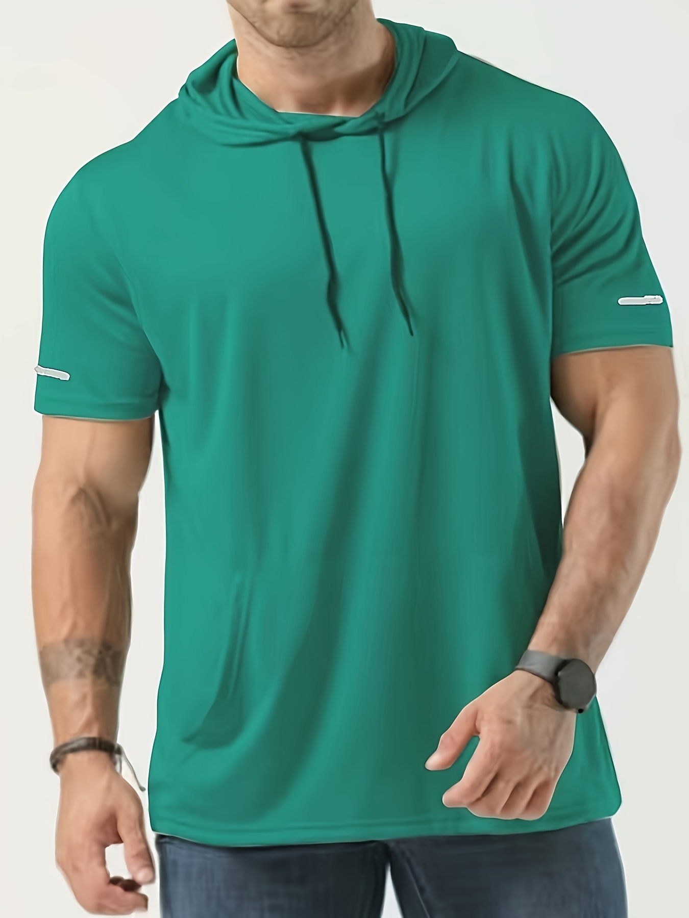 Plus-size Men's Moisture-wicking, Breathable, Quick-drying Stylish Casual Sports Hooded Shirt T-shirt 518