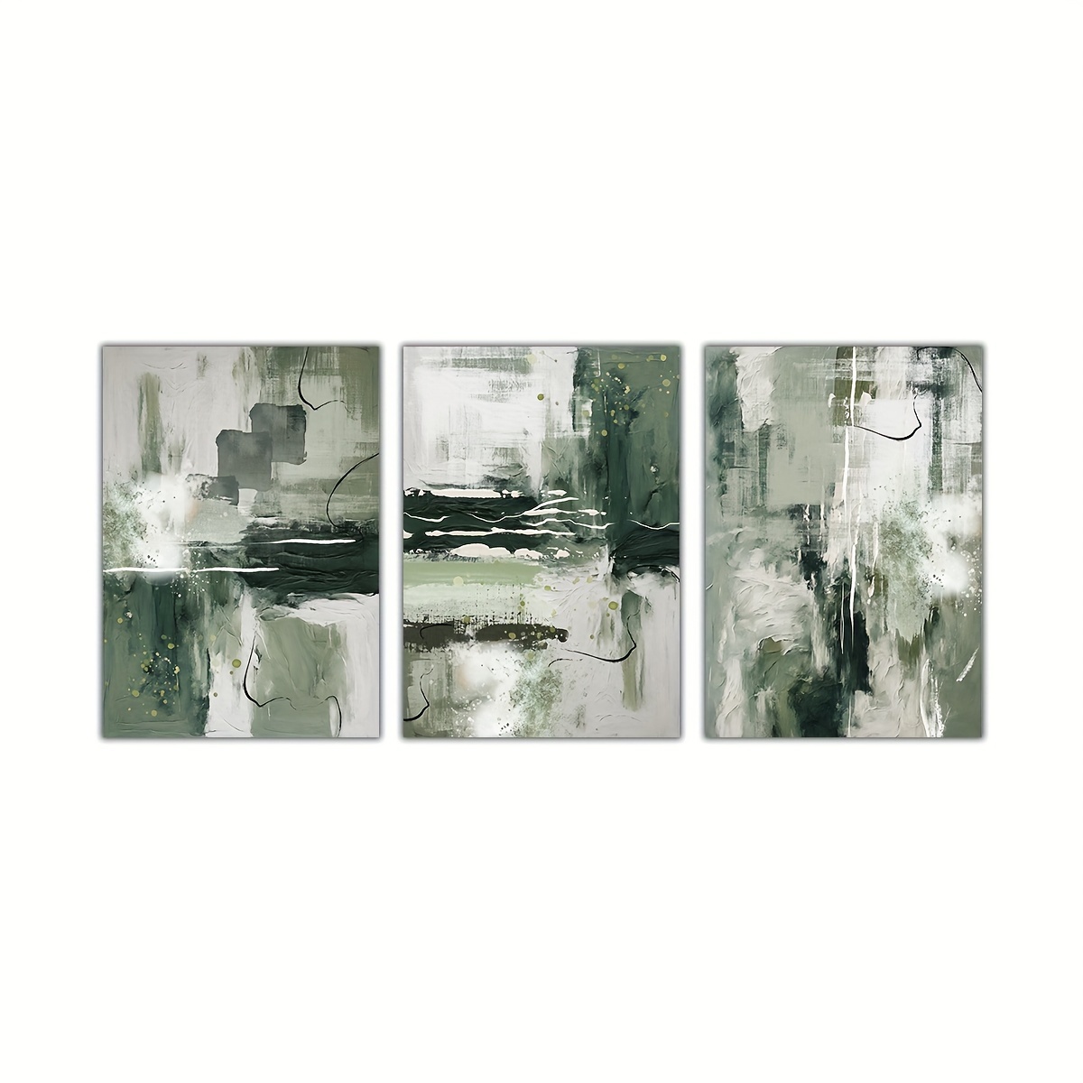 Image of 2d Flat, 2d Flat, Abstract Of 3, Art, Hallway Poster Set, Modern Living Room Wall Decor, Olive N Sage On Canvas Print, No Frame