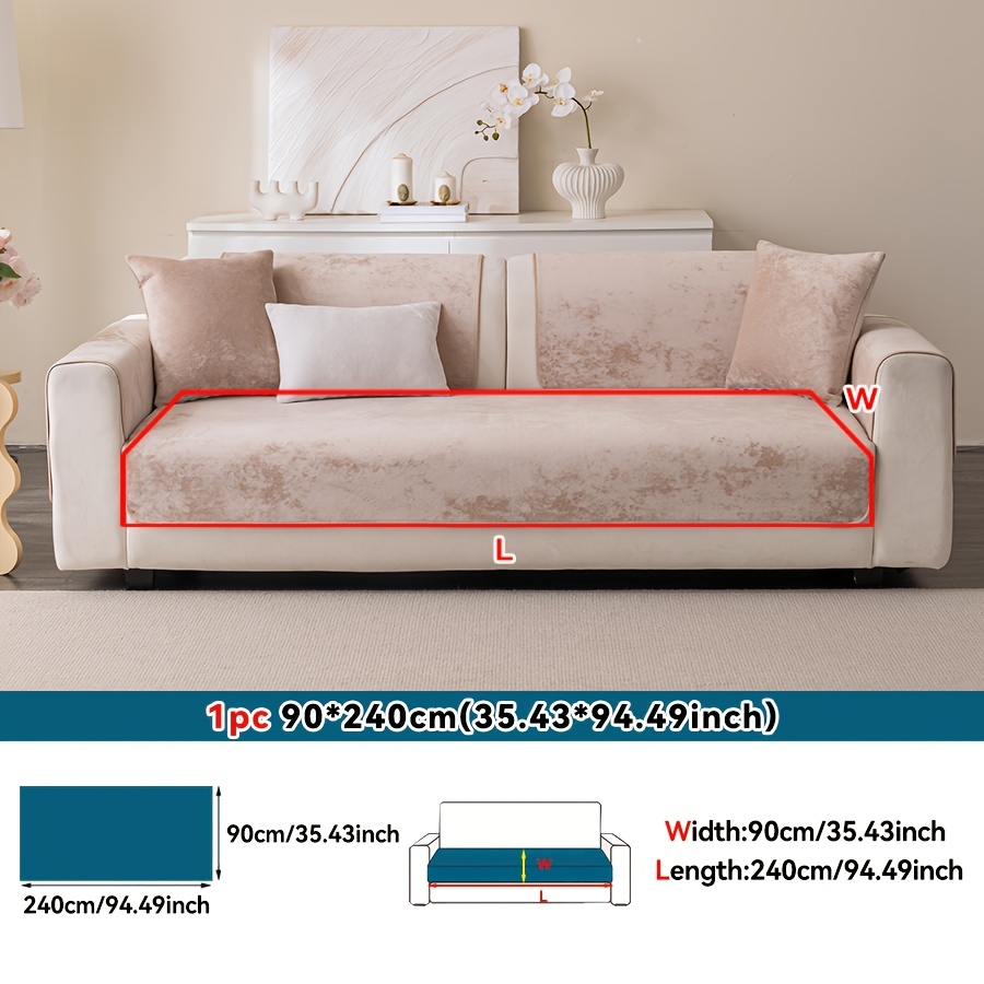 TEMU 1pc Easy Modern Sofa Pad, New Thickened Fuzzy Sofa Cover, Fixed Non-slip Seat Cushion, Suitable For Bedroom, Office, Living Room, Home Decor