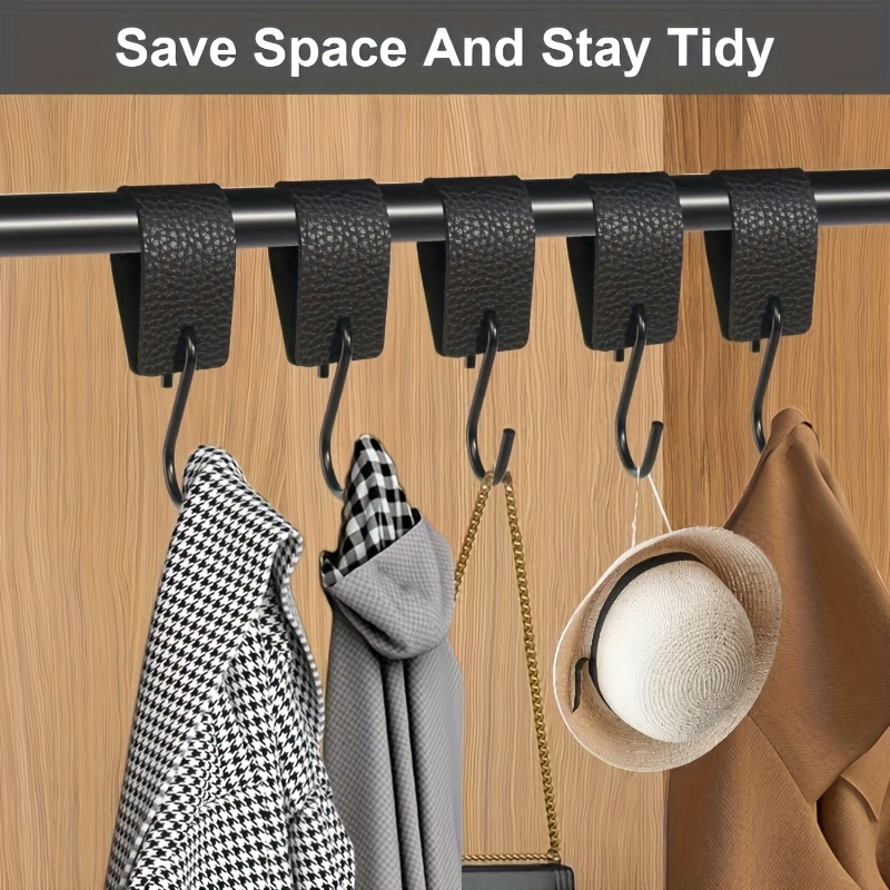 5pcs High-end Lychee Pattern Faux Leather + Hook, Creative And Fashionable Multi-functional Use, Perfect For Home Outdoor Bohemian Style Auxiliary Hook, Utility Hooks