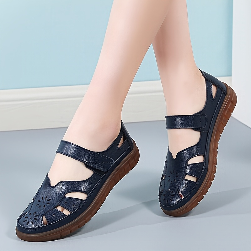 Microfiber Leather Women's Sandals, Comfortable Soft Sole Open-Toe Clogs