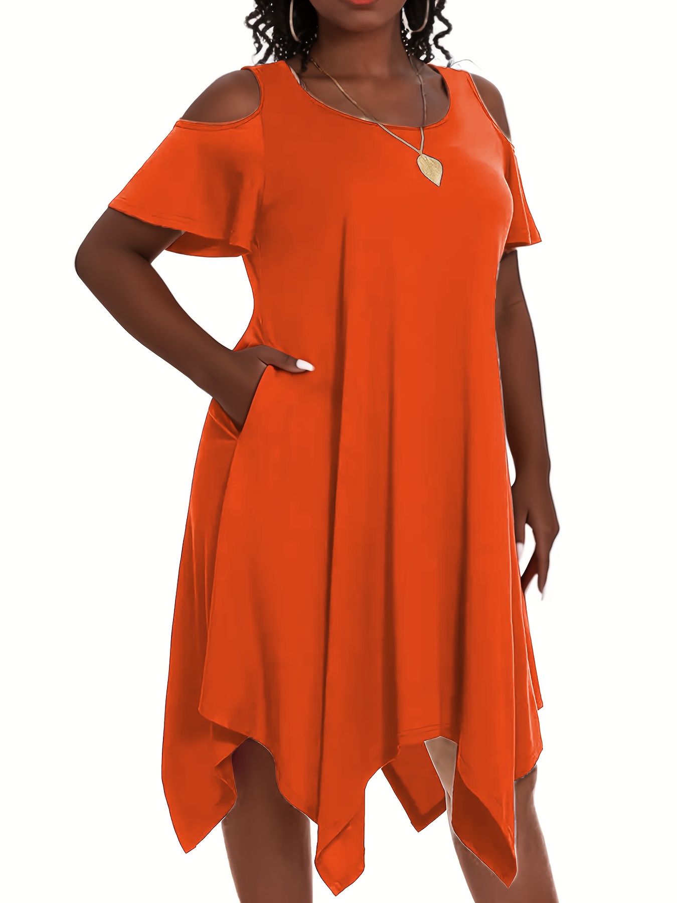 donna karan new york women's a-line halter midi dress Chic Plus Size Women's Summer Cherry Print Asymmetrical Hem Dress for main image 1