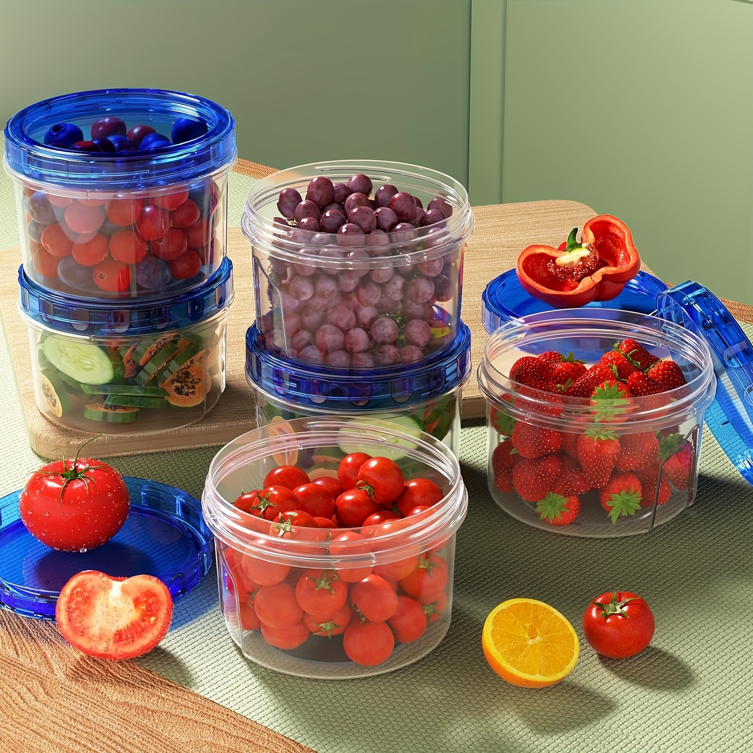 

6-pack Airtight Food Storage Containers With Twist Top Lids - Bpa Free, Leakproof, Stackable, Microwave/dishwasher Safe, Can Be Used For Food Contact - 500ml/16 Oz Meal Prep & Freezer Storage Bins