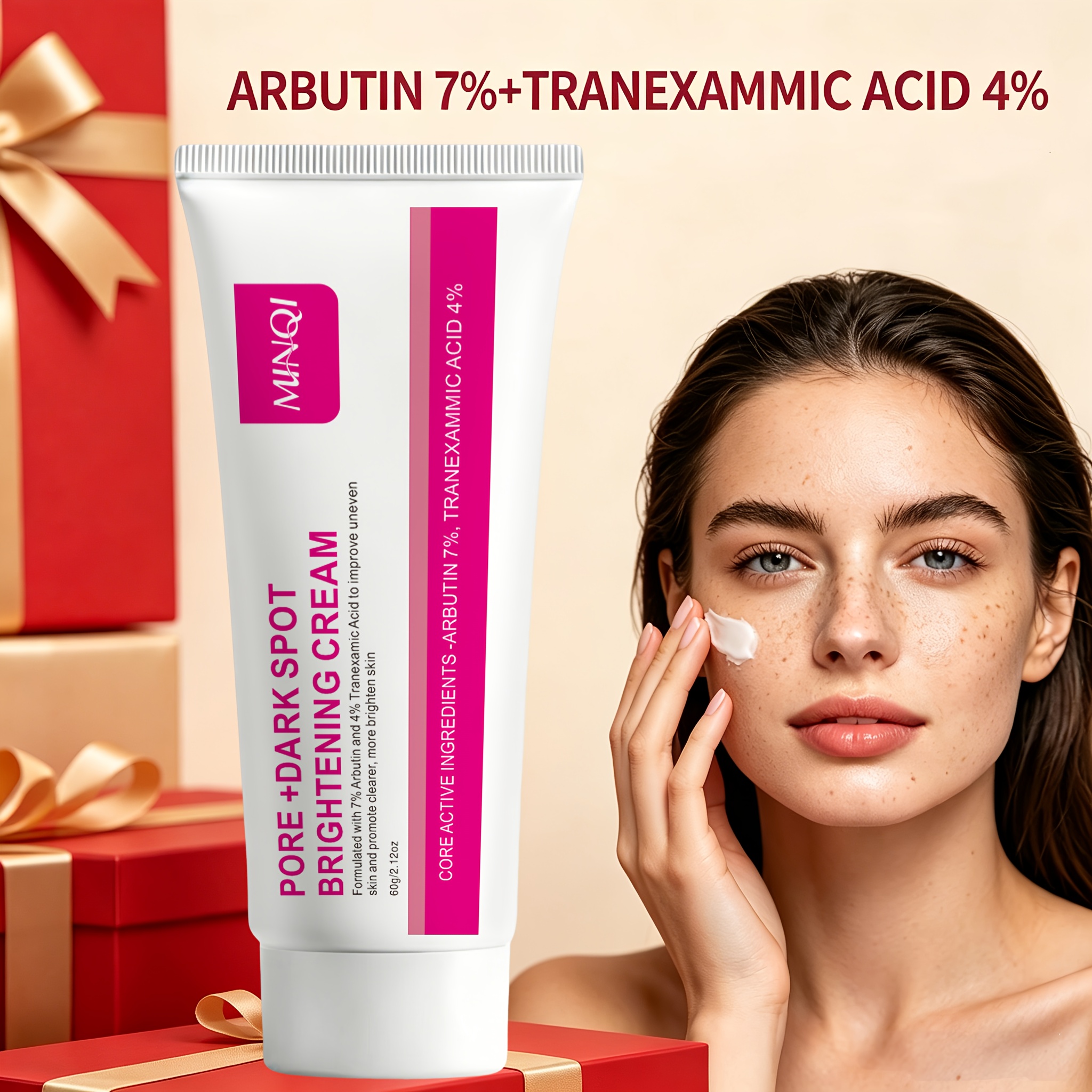 Image of Pore And Dark Spot Brightening Cream With Arbutin 7% And Tranexamic Acid 4% Deep Hydration, Fast Brightening, Tone For Uneven And Skin, And Smooth Of Uneven , Make Skin Look Smoother And