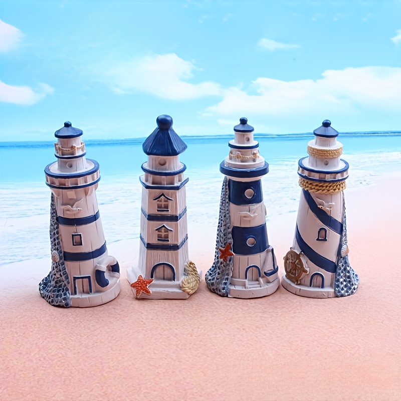 

1pc Resin Lighthouse Lookout Tower, Nautical Aquarium Decorations, Ocean Themed Sandbox Accessories, Aquatic Ornament Set For Fish Tank Display, Assorted Color