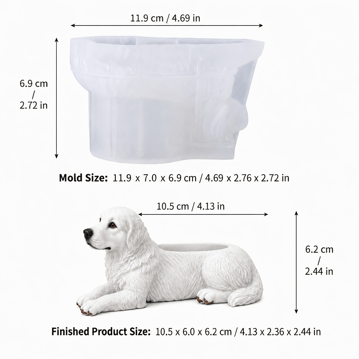 TEMU Golden Retriever Puppy Mold Suitable For Resin Cement Plaster Casting, Diy Dog-shaped Flower Pot & Succulent Planter, Irregular-shaped Silicone