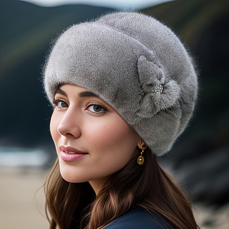 

Cozy Knit Beanie With Ear Flaps - , Breathable Winter Hat For Women, Hand Wash Only, Outdoor Leisure