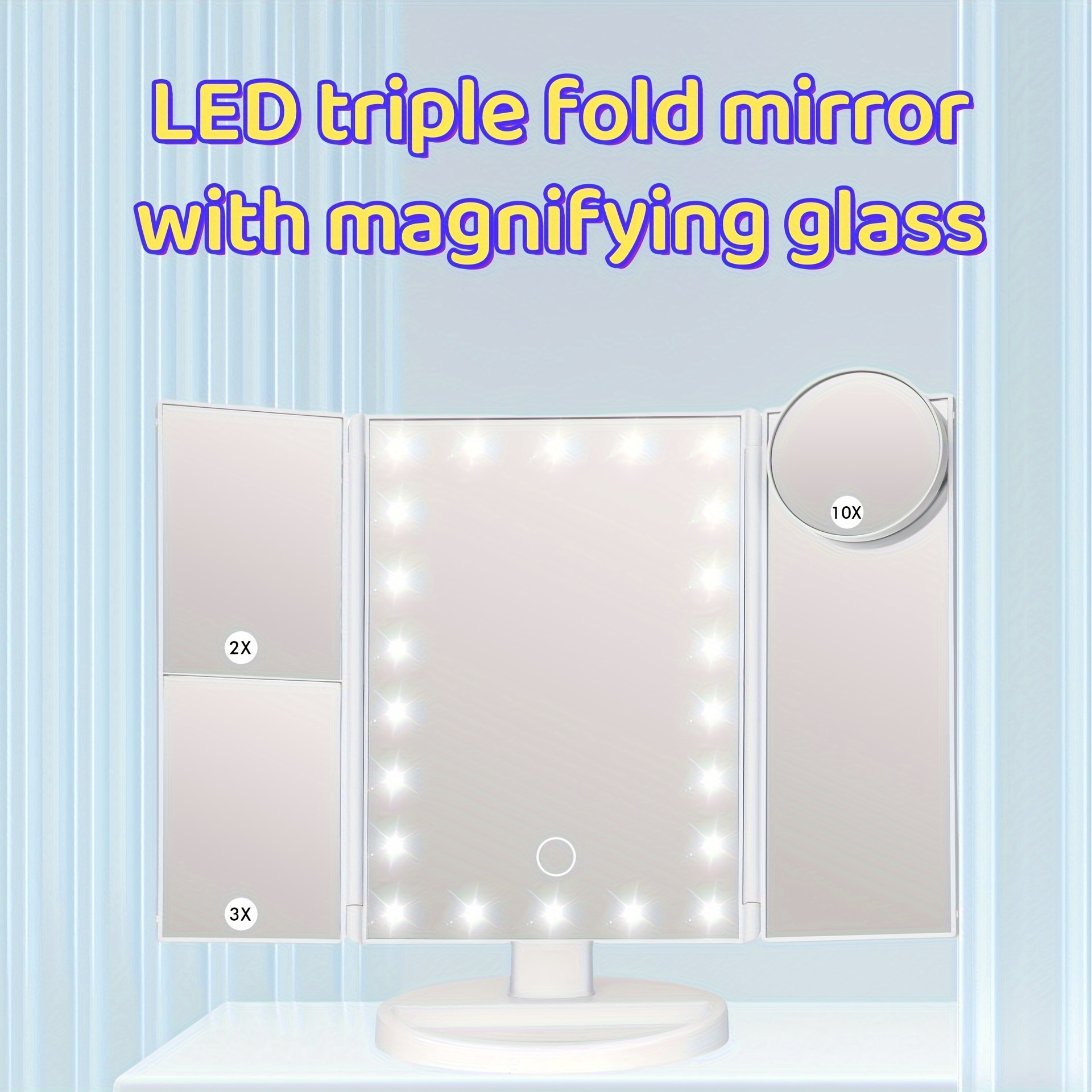 

Cosmetic 2x 3x 10x Magnification Touch Tri- Cosmetic Portable Led Cosmetic Ladies