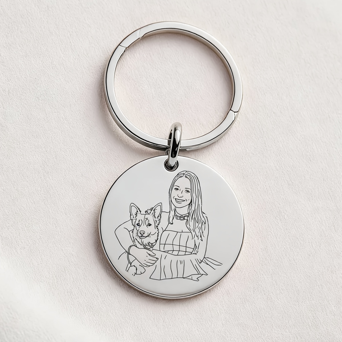 E-shop [Personalisiert] 1 personalisierter Schlüsselanhänger, personalisierter Foto-Schlüsselanhänger, graviertes Foto-Skizzen-Schlüsselanhänger,