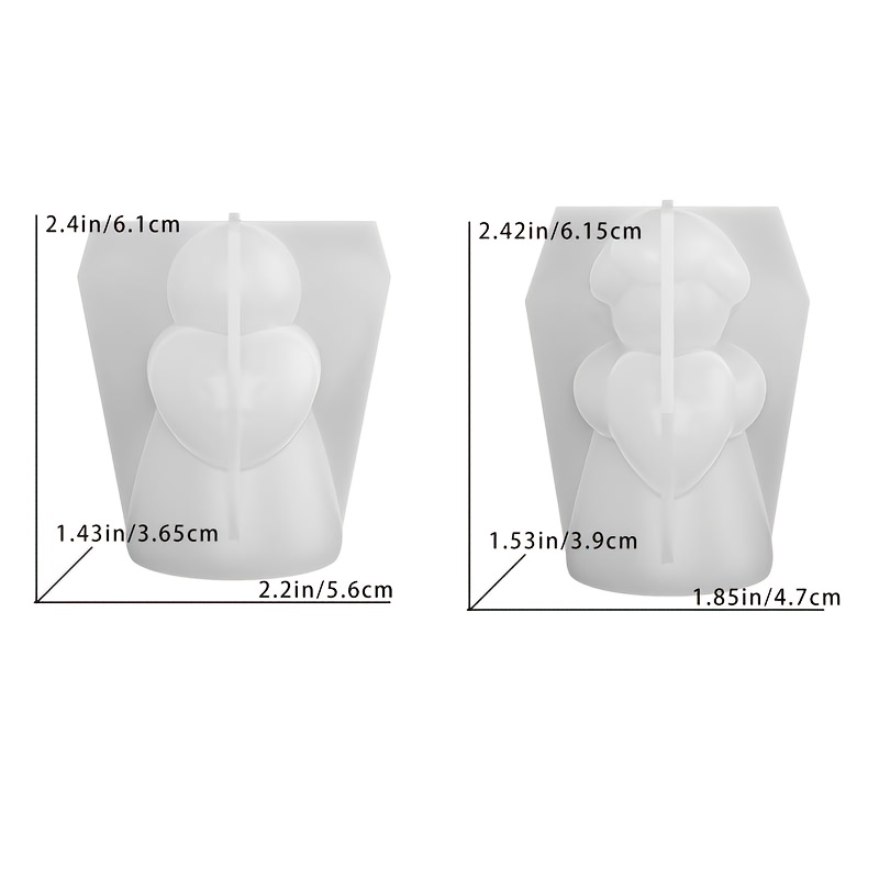 Image of Resin Silicone Mold 2pcs Heart-shaped Scented Candle Gypsum Decorative Item Home Desktop Atmosphere Decoration Festival Gift Resin Gypsum Candle Handicraft Gift Silicone Mold