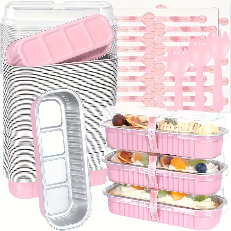 

Mini Loaf Pans With And Spoons, Pack, Pink, 6.8oz, Rectangular Aluminum Foil Baking Pans