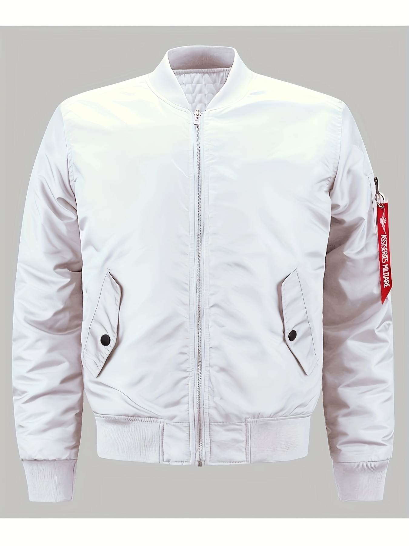 Slim Fit White Jacket Bomber White Jacket For Men Sold On Temu