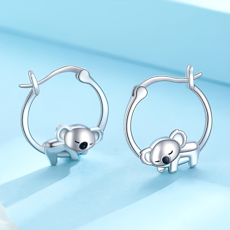 

1 Pair Of Fashion Hoop Earrings For Women Small And Delicate Cute Koala Earrings Are Suitable For Girls To Wear Birthday Gift Jewelry For Casual Vacation Parties