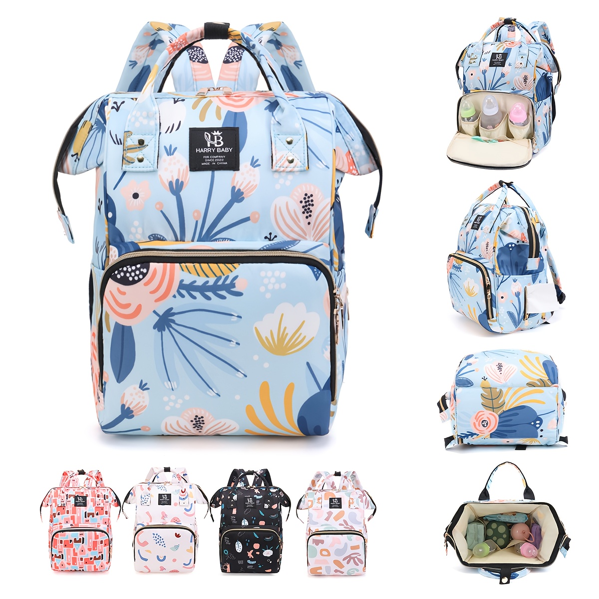 a stylish and   nylon cartoon printed multi functional mom bag suitable for daily use 0