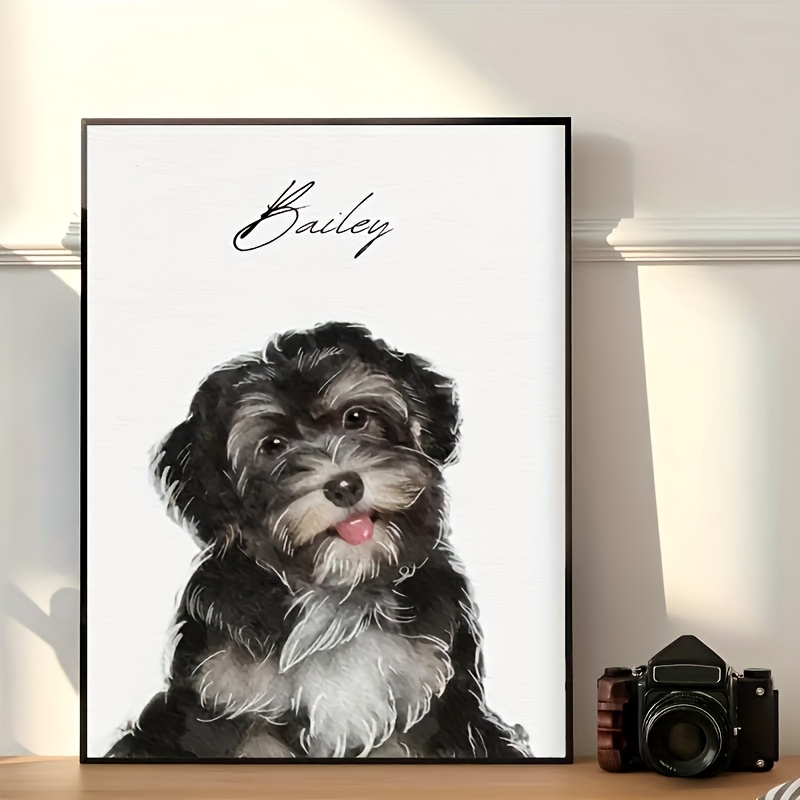 

Custom Dog Portrait Canvas Art - Personalized Pet Wall Decor, Wooden 11.8x15.7" Print For , Room Decor