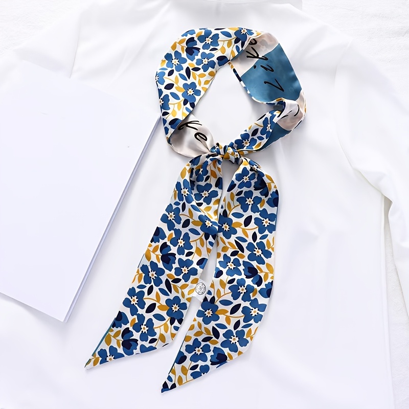7pcs Trendy Printed Long Strip Neckline Decoration Small Scarf