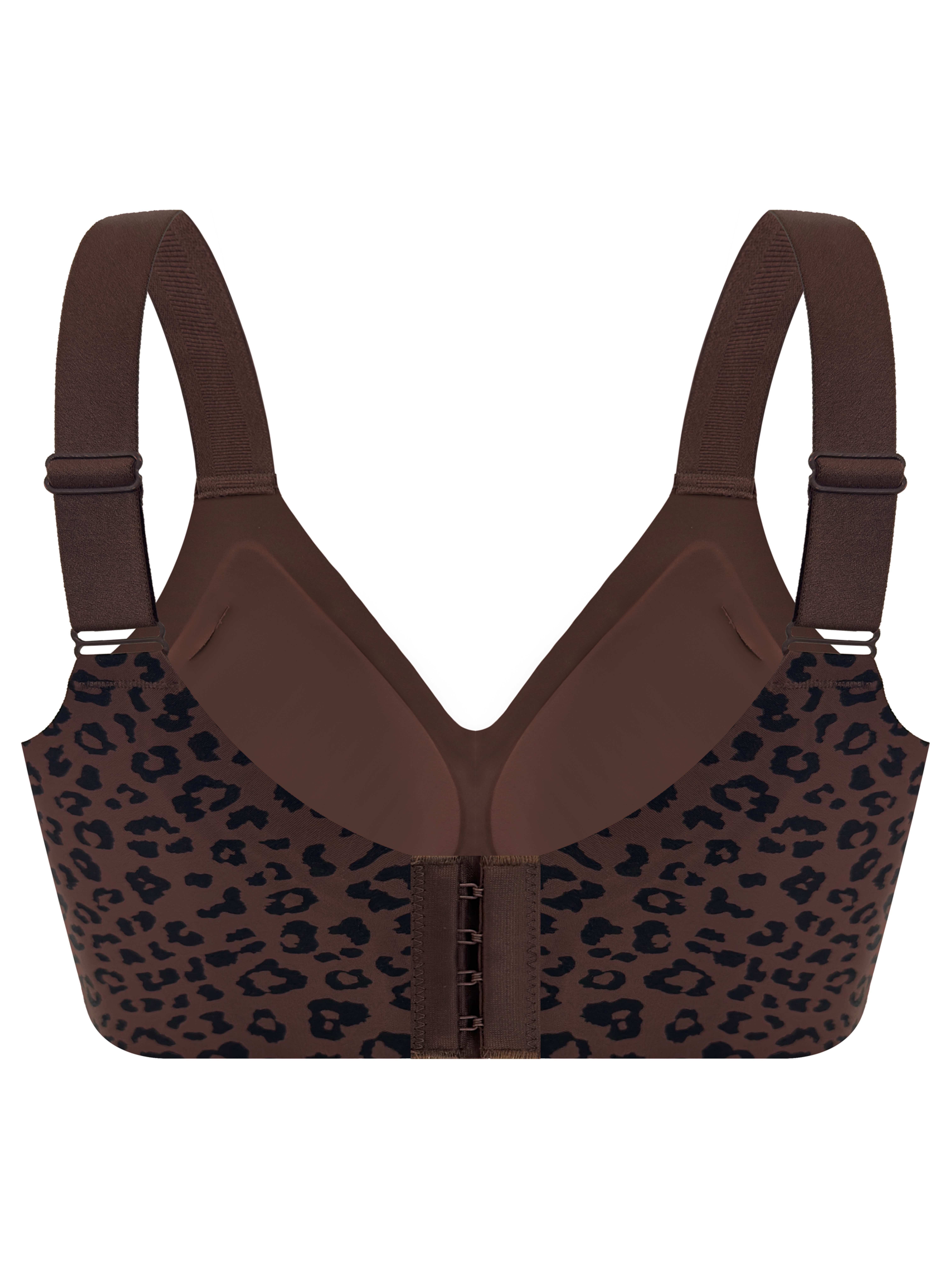 Women's 2pc Retro Leopard Print V-Neck Bra Set, Wire-Free