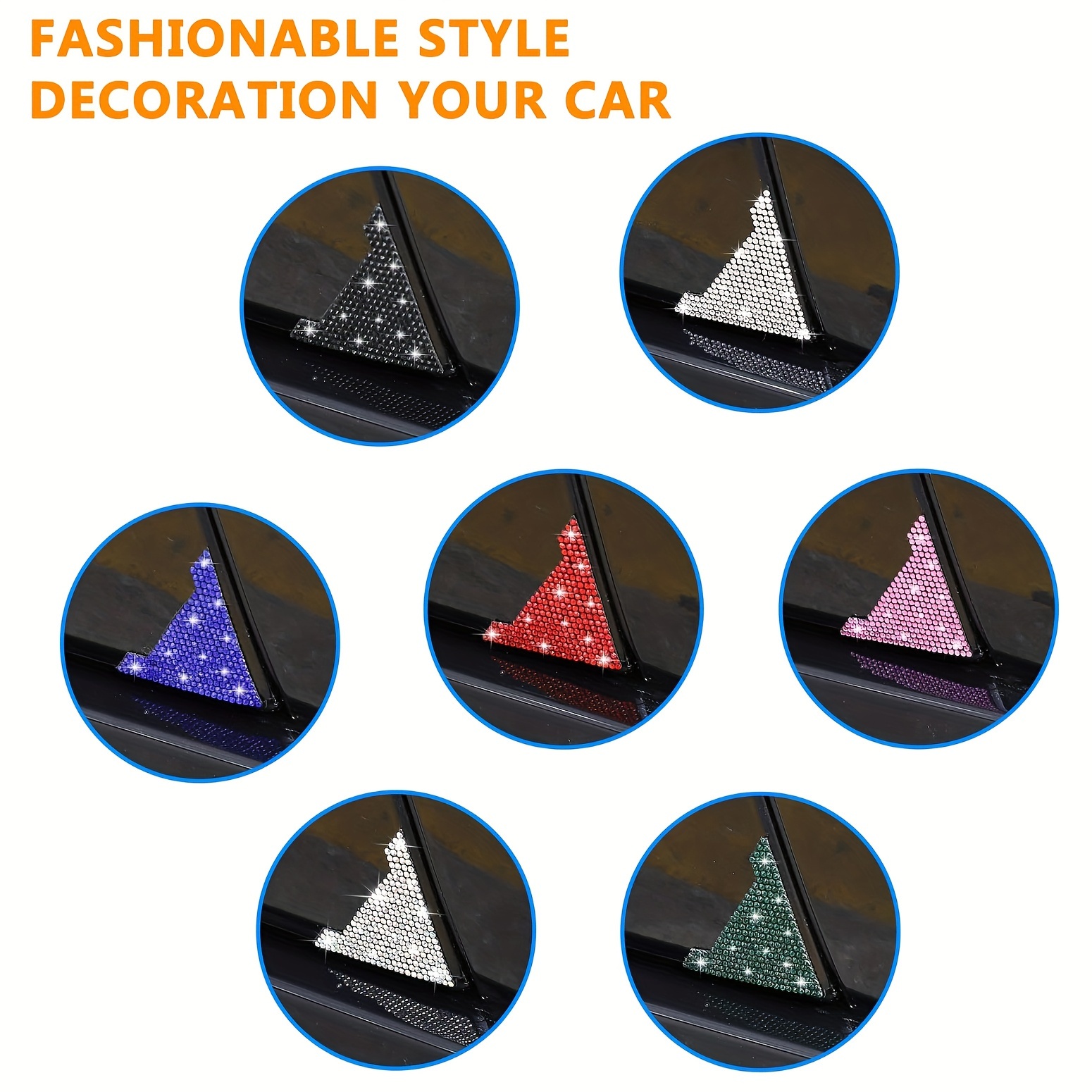 

4pcs Car Door Anti-collision Sticker Car Door Corner Diamond Decorative Sticker Crystal Self-adhesive Anti-collision Corner Protector