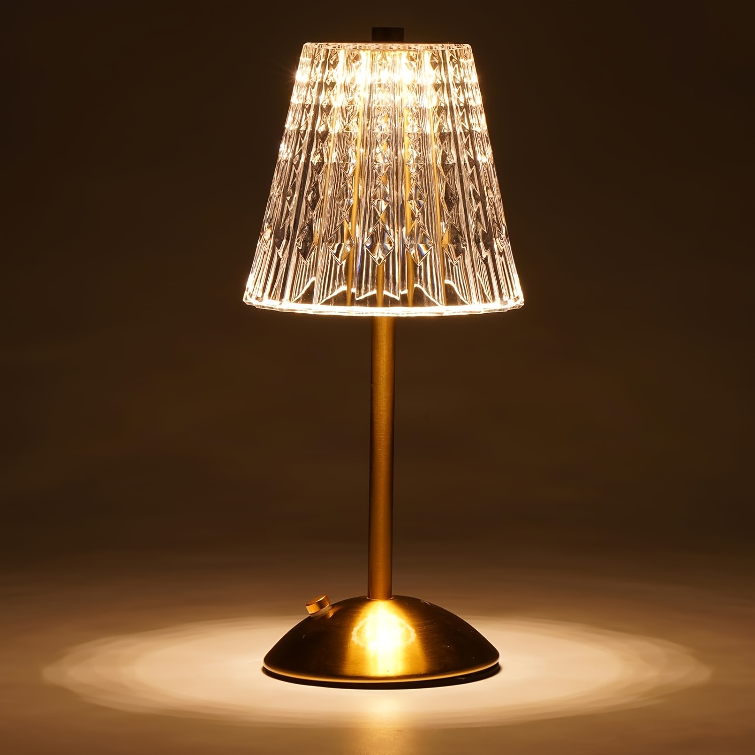 

Lampe de Table LED en Cristal Vintage - Design Rayé Moderne avec Métallique Antique, Veilleuse Rechargeable USB pour de Chambre