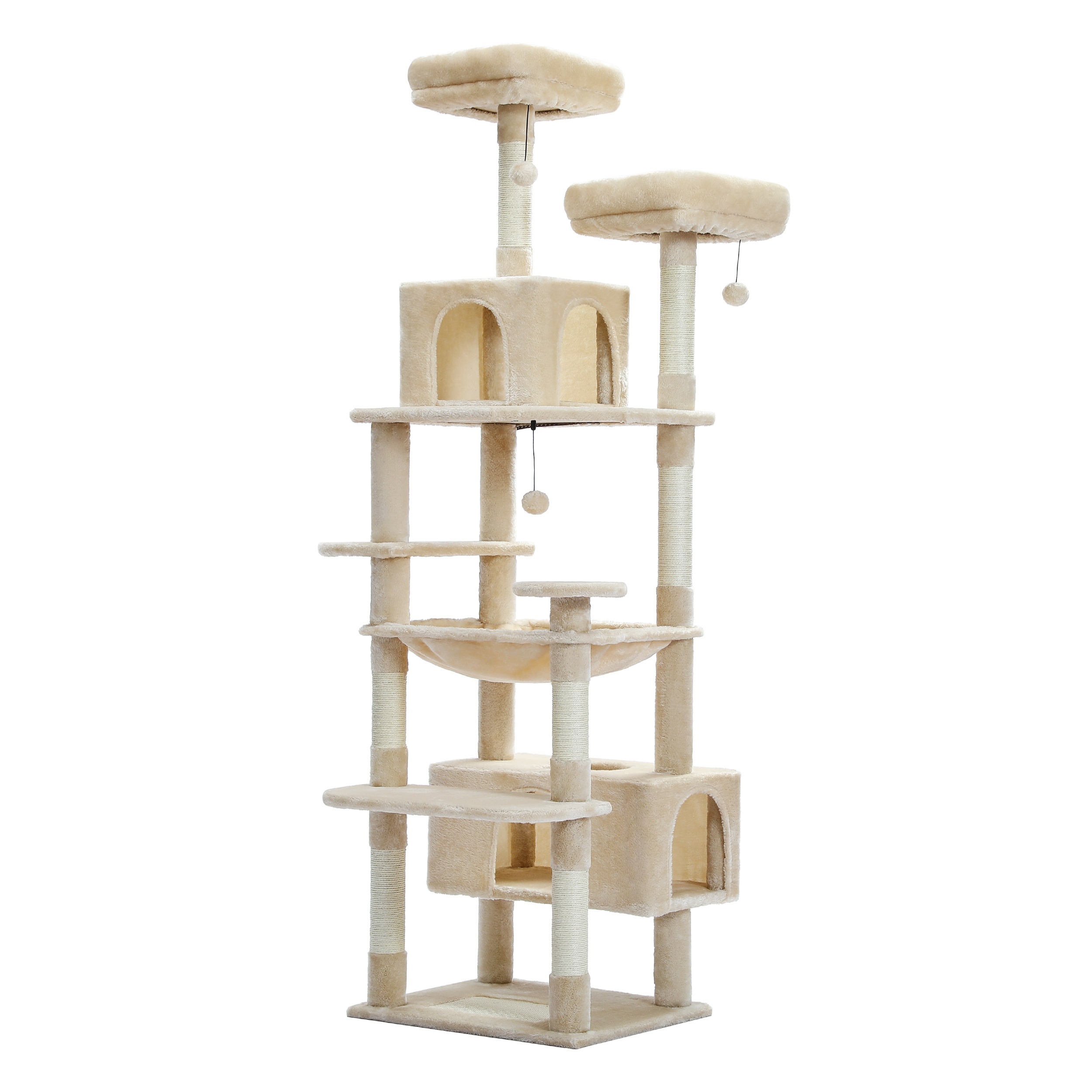 E-shop Road Großer 184 cm Baum Turm für Wohnungskatzen – mit Sisal-bezogenen Kratzpfosten, gepolsterten Sitzflächen, Kondos Korb