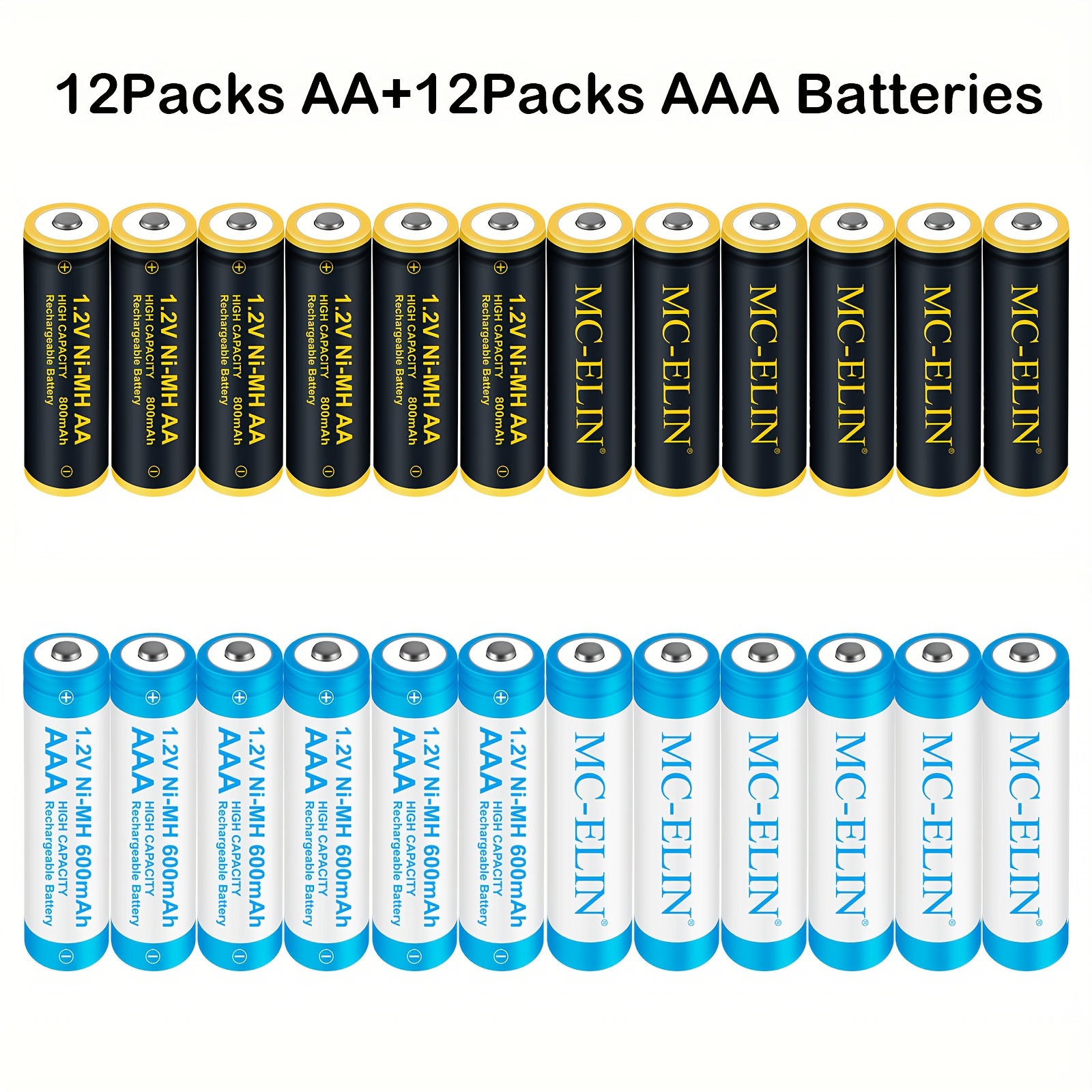 TEMU 24/16packs Rechargeable Batteries Aa And Aaa, 32/24packs Battery Charger, Large-capacity Long- Supply, Universal Ni-mh Aa&aaa Rechargeable