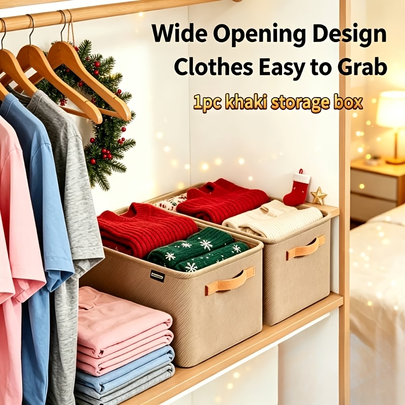 TEMU 1 pz Scatola portaoggetti per abbigliamento invernale (con ), cesto rettangolare pieghevole, per camera da letto, dormitorio studentesco,