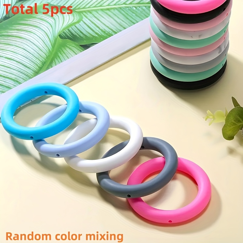 TEMU Set da 5/12 pz di Anelli a "O" Vivaci in Perline di Silicone, 65mm - Anelli Colorati e Durevoli per Artigianato, Rosa, Grigio, Blu, Rosa, Verde,