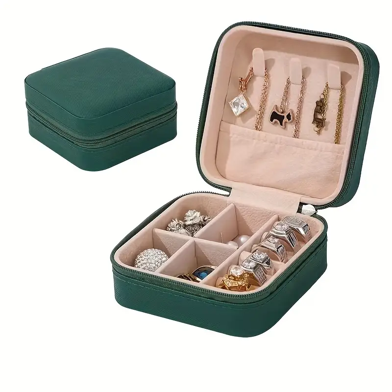 luxus ikki qatlamli zargarlik buyumlarini tashkil etuvchi kichik portativ katta sig'imli sueda taqinchoq tutqichlari zip yopilishi uchun quloq taqinchoqlar soat aksessuarlari tafsilotlari 12