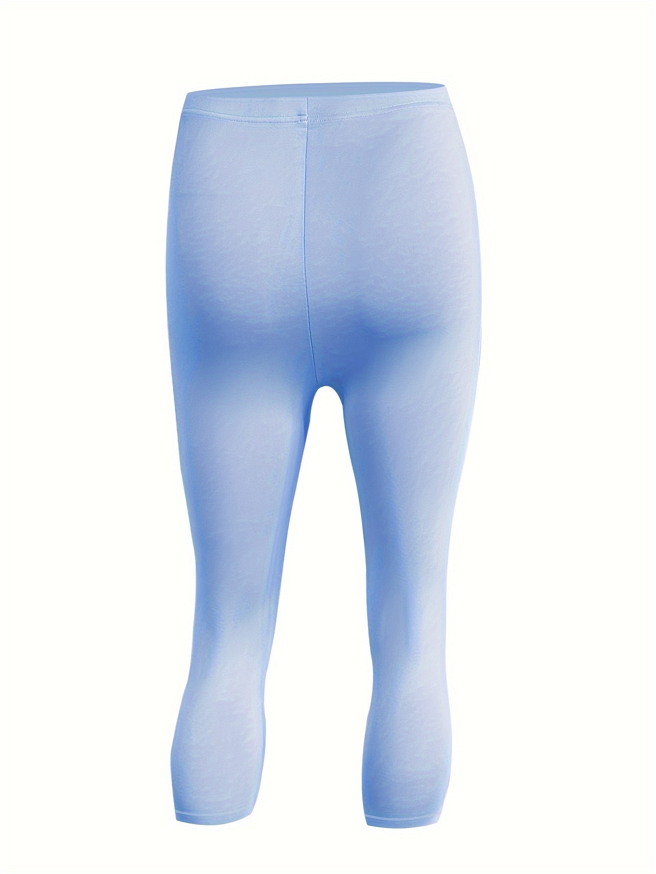 Plus Size Women's High-Waisted Yoga Leggings - Quick-Dry Stretchy 7/8 Capri Pants for Summer, Tight-Fit Workout & Casual Wear, Solid Color, Machine Washable, Yoga Pants, Semitransparent Fabric, Highelastic Material